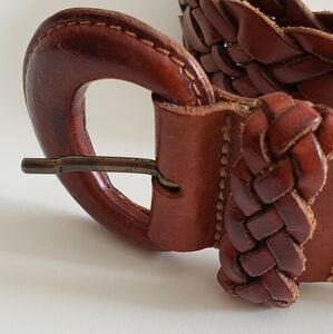 Brown Braided Leather Women's Belt
